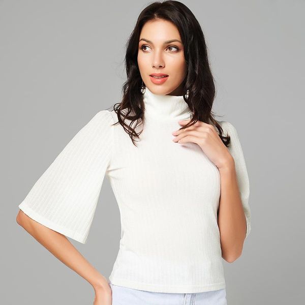 women's t-shirt makfound 2021 summer shirt white turtle neck half flare sleeve solid color rib knit casual women slim base
women's t-shirt makfound 2021 summer shirt white turtle neck half flare sleeve solid color rib knit casual women slim base