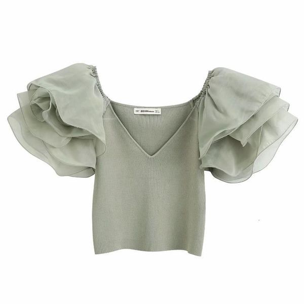 new 2021 women v neck puff sleeve patchwork short knitted shirt chic ladies ruffles organza short sleeve blouses femininas, White
new 2021 women v neck puff sleeve patchwork short knitted shirt chic ladies ruffles organza short sleeve blouses femininas, White