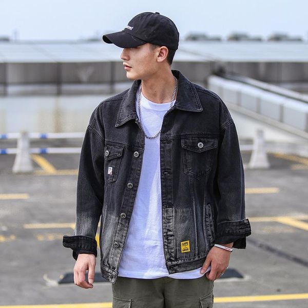 men's jackets denim jacket male spring and autumn hip-hop gradient color matching korean loose gown european american street, Black;brown
men's jackets denim jacket male spring and autumn hip-hop gradient color matching korean loose gown european american street, Black;brown