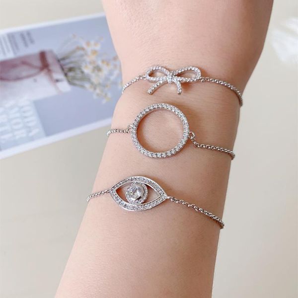 link, chain fashion simple charm silver color cz stone eye bracelet for women zircon jewelry wholesale zk40, Black
link, chain fashion simple charm silver color cz stone eye bracelet for women zircon jewelry wholesale zk40, Black