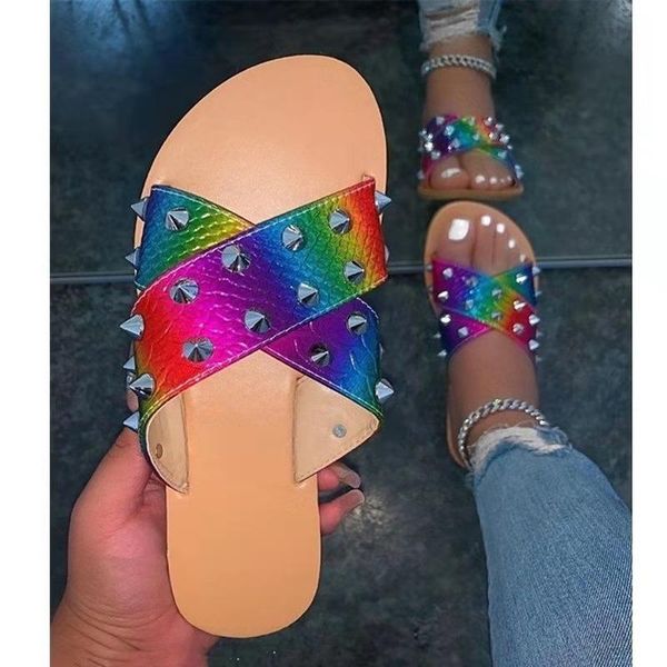selling sandals and slippers women2021amazon new european and beautiful style large size flat heel rivet flat slippers women, Black
selling sandals and slippers women2021amazon new european and beautiful style large size flat heel rivet flat slippers women, Black