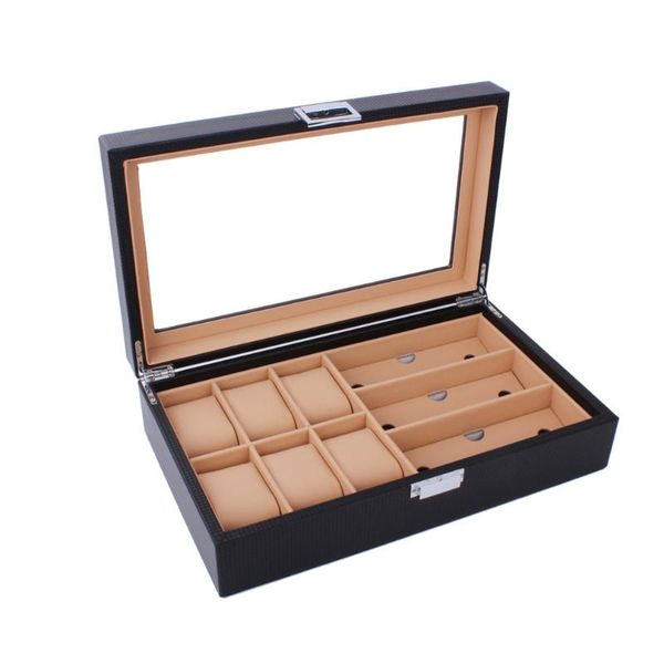 watch boxes & cases 6/8 grids pu leather/carbon fiber box sunglasses organizer jewelry collection glasses storage display holder watches, Black;blue
watch boxes & cases 6/8 grids pu leather/carbon fiber box sunglasses organizer jewelry collection glasses storage display holder watches, Black;blue