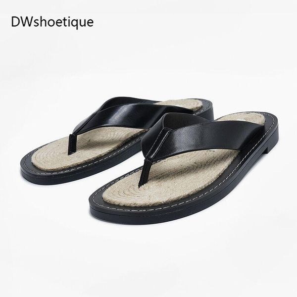 slippers summer espadrille women slides casual outside flat beach flip flops, Black