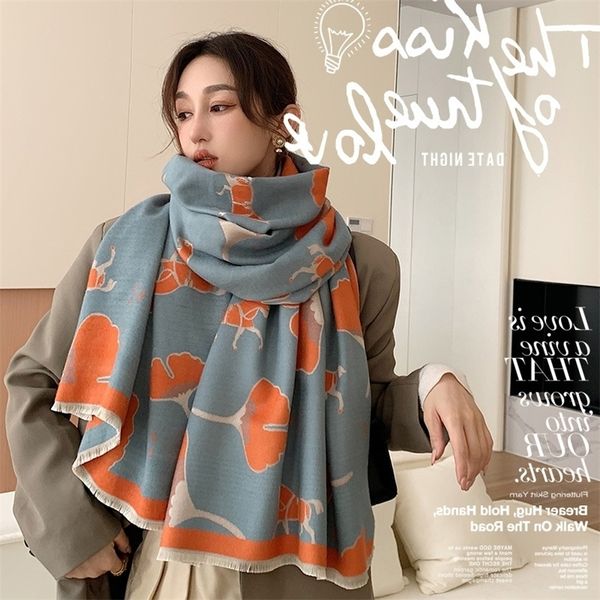 new scarf women's winter korean version double-sided cashmere warm gingko shawl thick, Blue;black
new scarf women's winter korean version double-sided cashmere warm gingko shawl thick, Blue;black