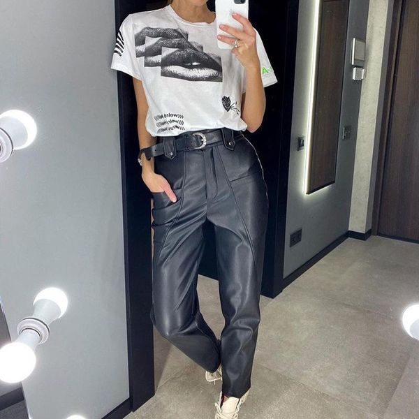 women's pants & capris xingqing women black pu leather high waist skinny trousers ladies casual fashion elegant vintage streetwear, Black;white
women's pants & capris xingqing women black pu leather high waist skinny trousers ladies casual fashion elegant vintage streetwear, Black;white