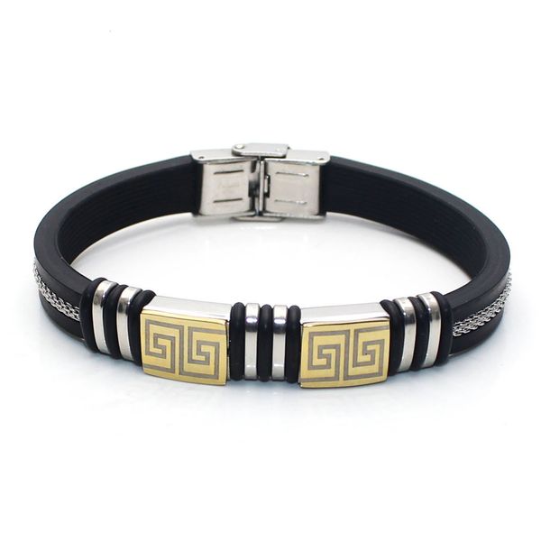 bangles bracelets boys' bracelet titanium steel silica gel gold great wall pattern lcl936, Black
bangles bracelets boys' bracelet titanium steel silica gel gold great wall pattern lcl936, Black