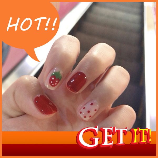 decorated nail hand stylist diy nina 420 strawberry wave point fake nail patch wear finished 24 es, Red;gold
decorated nail hand stylist diy nina 420 strawberry wave point fake nail patch wear finished 24 es, Red;gold