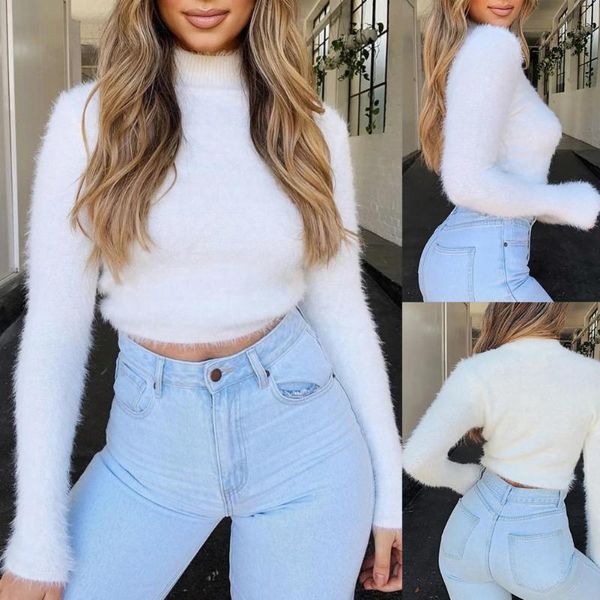 women's sweaters 2021women autumn winter solid color long sleeve turtleneck plush crop sweater ll short for women, White;black
women's sweaters 2021women autumn winter solid color long sleeve turtleneck plush crop sweater ll short for women, White;black