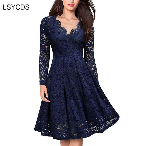 casual dresses lsycds elegant dress for women vintage lace long sleeve v neck black blue robe femme woman party night 2021, Black;gray
casual dresses lsycds elegant dress for women vintage lace long sleeve v neck black blue robe femme woman party night 2021, Black;gray