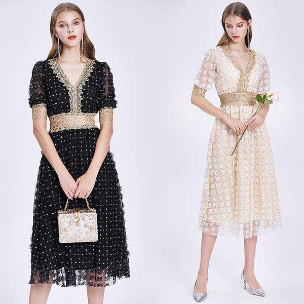 summer high-end elegant lace patchwork embroidery mesh dresses women v neck puff sleeve high waist hollow out party dress 210529, Black;gray
summer high-end elegant lace patchwork embroidery mesh dresses women v neck puff sleeve high waist hollow out party dress 210529, Black;gray
