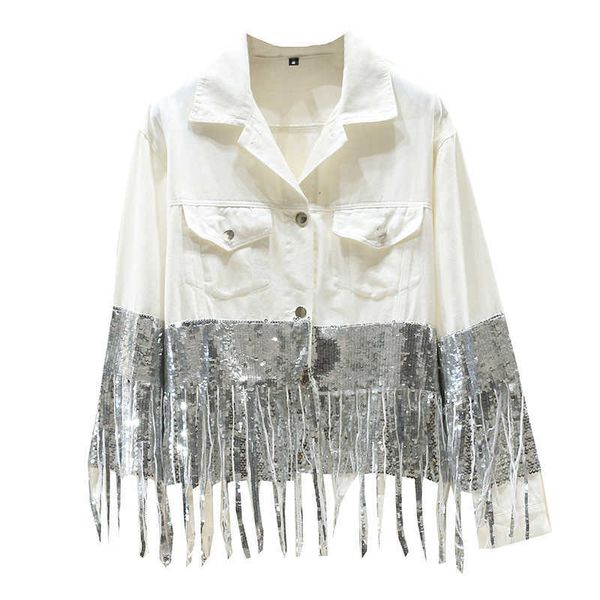 perhaps u white black denim jacket button pocket sequined tassel long sleeves loose patchwork turn down collar c0197 210529, Black;brown
perhaps u white black denim jacket button pocket sequined tassel long sleeves loose patchwork turn down collar c0197 210529, Black;brown