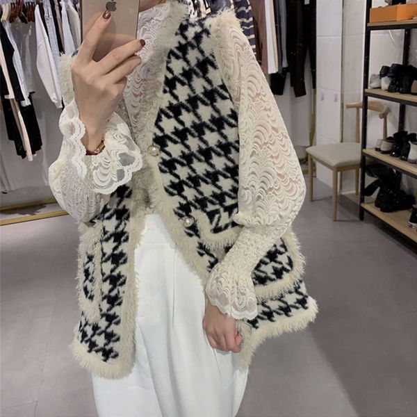 vest women's waistcoat plaid coat sleeveless jacket cashmere autumn winter knitted cardigan, White
vest women's waistcoat plaid coat sleeveless jacket cashmere autumn winter knitted cardigan, White