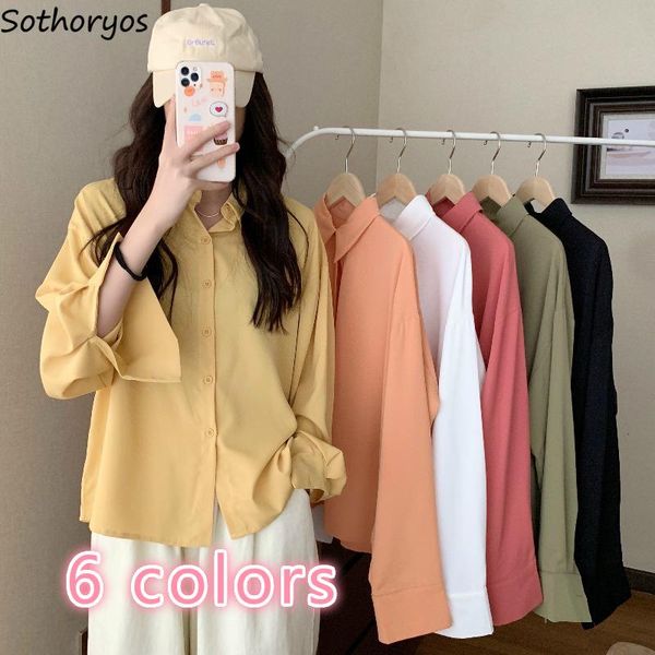 women shirts casual solid all-match turn-down collar various colors loose thin spring summer blouses korean style fashion chic, White
women shirts casual solid all-match turn-down collar various colors loose thin spring summer blouses korean style fashion chic, White