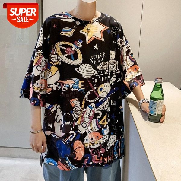 men's printed round neck short-sleeved t-shirt plus fat size loose hong kong style hip-hop graffiti #be7w, White;black
men's printed round neck short-sleeved t-shirt plus fat size loose hong kong style hip-hop graffiti #be7w, White;black