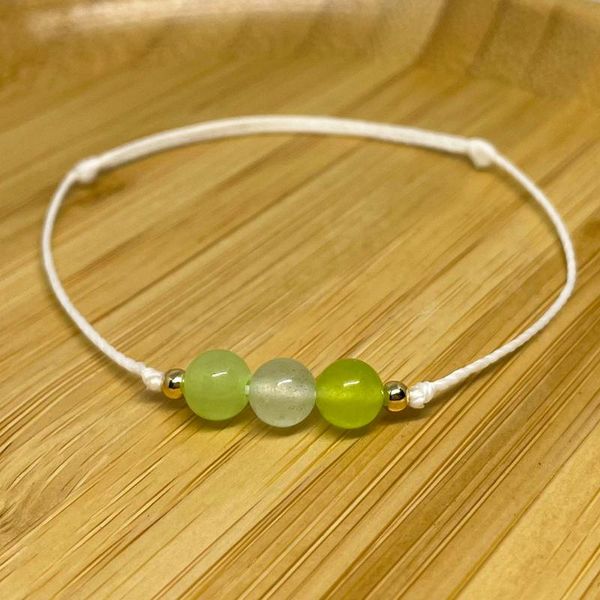 charm bracelets green agate girl minimalist gold plated beads decoration women handmade 6mm natural stones jewelry 2021 gift wholesale, Golden;silver