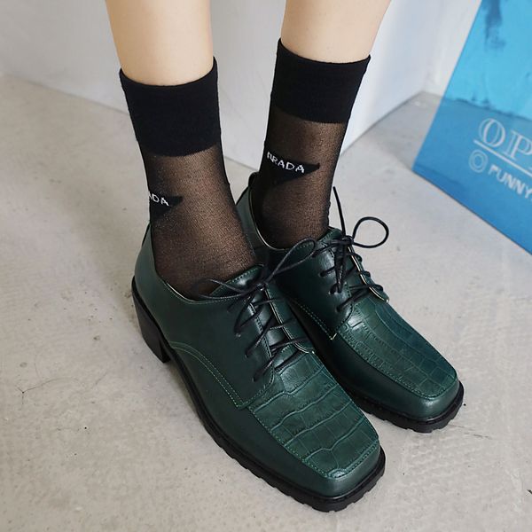 dark green low-heel square toe stone texture fashion ladies retro-neutral leather shoes thick loop-up chess bombs nbls, Black
dark green low-heel square toe stone texture fashion ladies retro-neutral leather shoes thick loop-up chess bombs nbls, Black