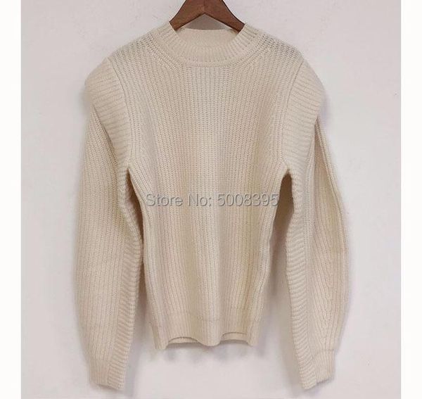 women's sweaters woman bolton wool blend knit sweater round neck wide shoulders ruffled detail long sleeves jumpers 2021, White;black
women's sweaters woman bolton wool blend knit sweater round neck wide shoulders ruffled detail long sleeves jumpers 2021, White;black