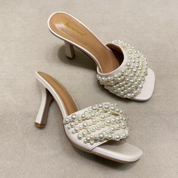 slippers exquisite pearl beaded elegant temperament high heels summer fashion all-match sweet lady, Black
slippers exquisite pearl beaded elegant temperament high heels summer fashion all-match sweet lady, Black