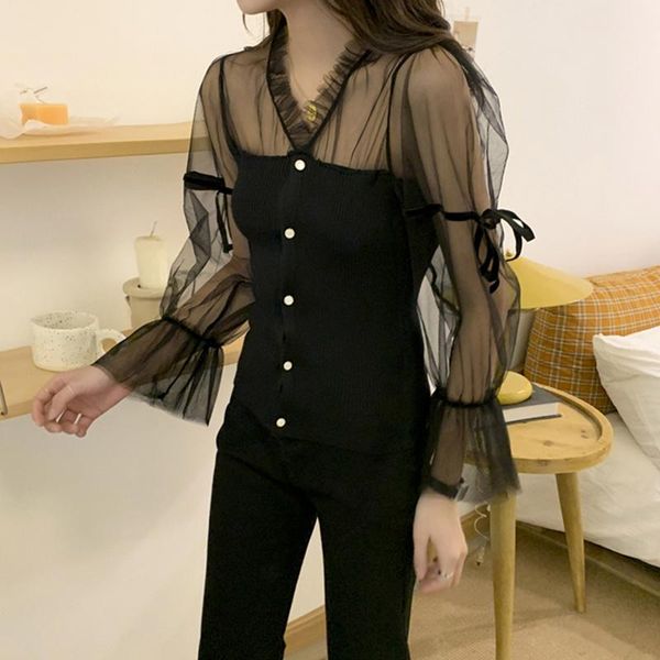 women's polos 2021 fashion transparent blouse korean loose women flared sleeve lace shirt female blouses party 91604#, White
women's polos 2021 fashion transparent blouse korean loose women flared sleeve lace shirt female blouses party 91604#, White