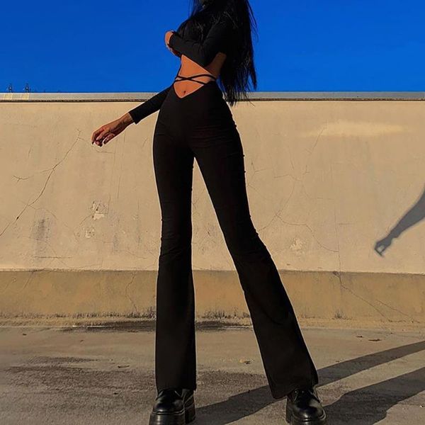women's pants & capris flared lace up crossed strap navel-exposed solid color v shape waist trousers for club, Black;white
women's pants & capris flared lace up crossed strap navel-exposed solid color v shape waist trousers for club, Black;white