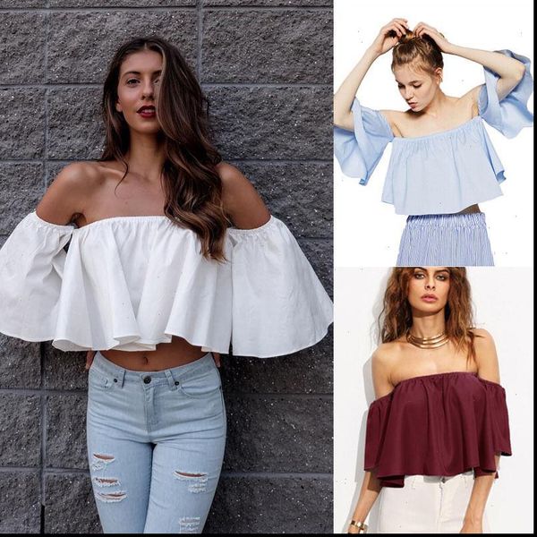 2018 summer new style fashion stock women flare sleeve tank off shoulder tee shirt crop cropped, White
2018 summer new style fashion stock women flare sleeve tank off shoulder tee shirt crop cropped, White