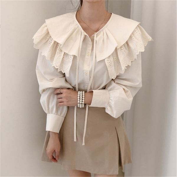 all match korean chic retro blouses sweet gentle vintage streetwear ol office lady shirts 210525, White
all match korean chic retro blouses sweet gentle vintage streetwear ol office lady shirts 210525, White