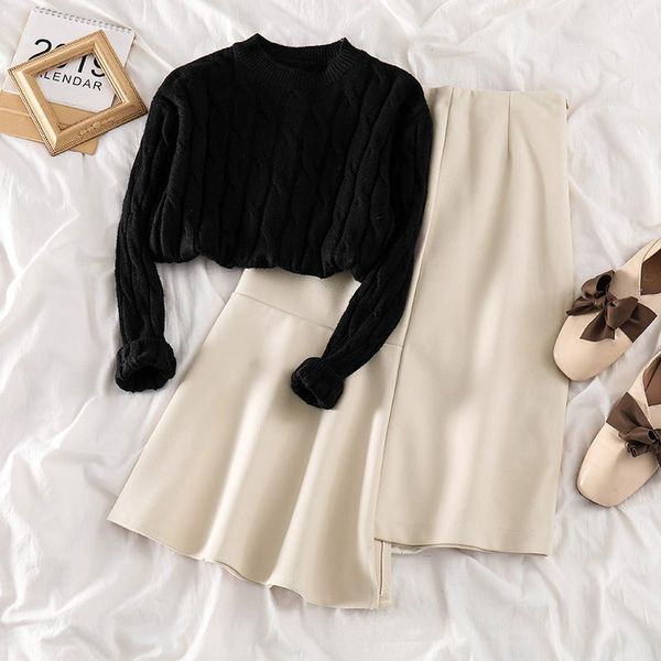 two piece dress winter thickening skirts set women solid o neck pullover sweater+high wist wool irregular skirt vintage casual koren style s, White
two piece dress winter thickening skirts set women solid o neck pullover sweater+high wist wool irregular skirt vintage casual koren style s, White
