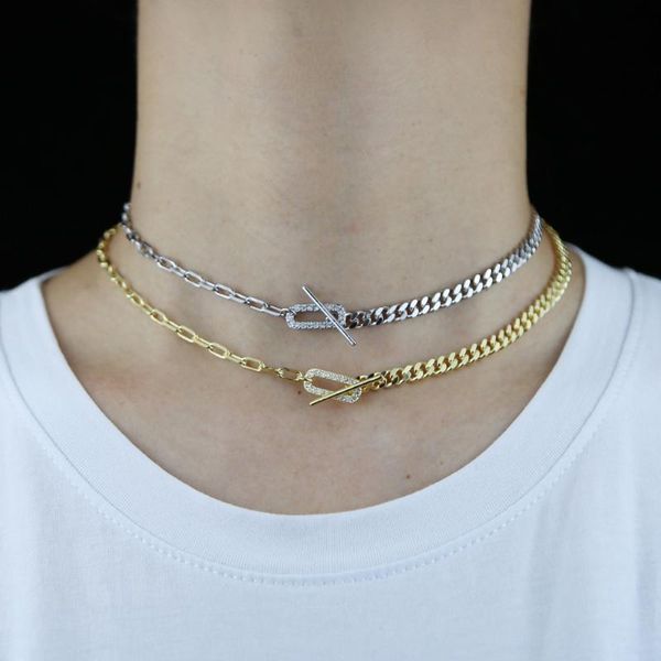 chains wholesale european women fashion clear cz paper clip charm half open link chain cuban simple choker necklaces jewelry gift, Silver
chains wholesale european women fashion clear cz paper clip charm half open link chain cuban simple choker necklaces jewelry gift, Silver