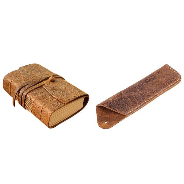 pencil bags 1 pcs handmade leather double pen case holder brown & 400p 165x115x40mm blank paper sketchbook
pencil bags 1 pcs handmade leather double pen case holder brown & 400p 165x115x40mm blank paper sketchbook