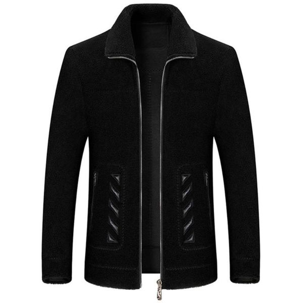 men's wool & blends fall winter granular sheep shearing young thick lapel coat fur jacket, Black
men's wool & blends fall winter granular sheep shearing young thick lapel coat fur jacket, Black