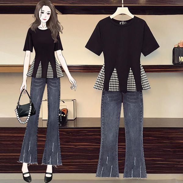 women's jeans actual shooting of 2021 summer large fat sister splicing plaid and thin two-piece suit 8899, Blue
women's jeans actual shooting of 2021 summer large fat sister splicing plaid and thin two-piece suit 8899, Blue
