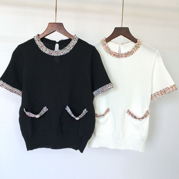 59% off factory outlet store summer color contrast lace round neck short sleeve pearl button knitted for women, White;black
59% off factory outlet store summer color contrast lace round neck short sleeve pearl button knitted for women, White;black