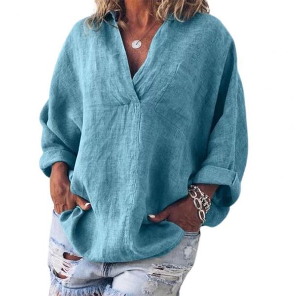 women's blouses & shirts stylish loose fit v neck pullover breathable women shirt skin-friendly long sleeve solid color blouse ladies c, White
women's blouses & shirts stylish loose fit v neck pullover breathable women shirt skin-friendly long sleeve solid color blouse ladies c, White