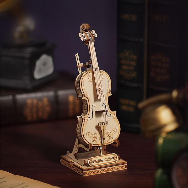 Rolife 3D Wooden Puzzle Games Cello Model Toys for Children Kids Birthday Gifts TG411