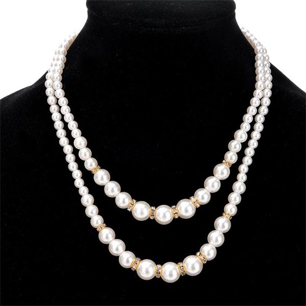 chains european and american temperament diamond double-layer pearl necklace fashion jewelry for women wholesale, Silver
chains european and american temperament diamond double-layer pearl necklace fashion jewelry for women wholesale, Silver