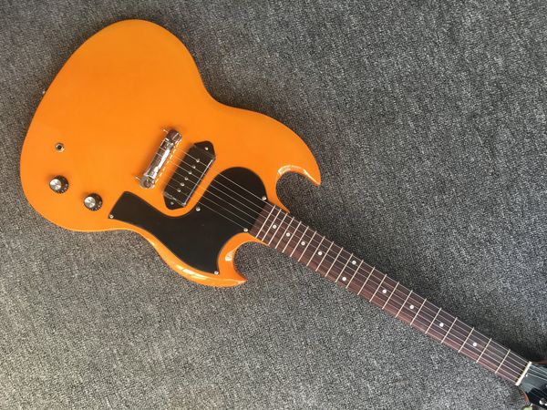 custom shop electric guitar mahogany wood body and neck one p90 pickups orange color
custom shop electric guitar mahogany wood body and neck one p90 pickups orange color