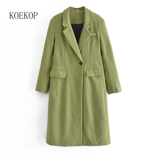 women's wool & blends koekop women fashion green single button long coat casual notched neck sleeves woman winter outwear, Black
women's wool & blends koekop women fashion green single button long coat casual notched neck sleeves woman winter outwear, Black