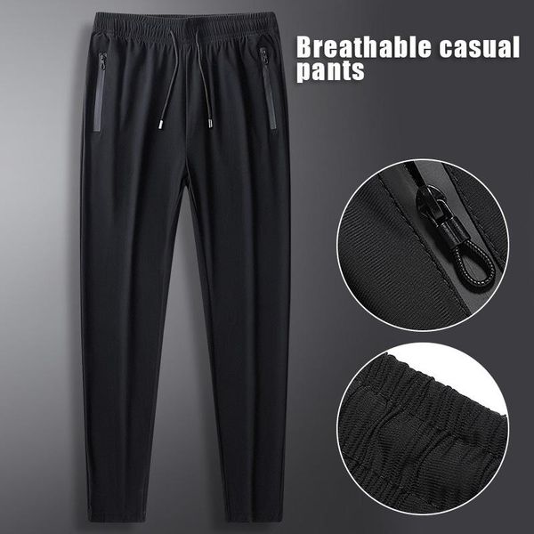 men's pants ice cool breathable with zipper side pocket drawstring waist elastic jogger sweatpants nov99, Black
men's pants ice cool breathable with zipper side pocket drawstring waist elastic jogger sweatpants nov99, Black
