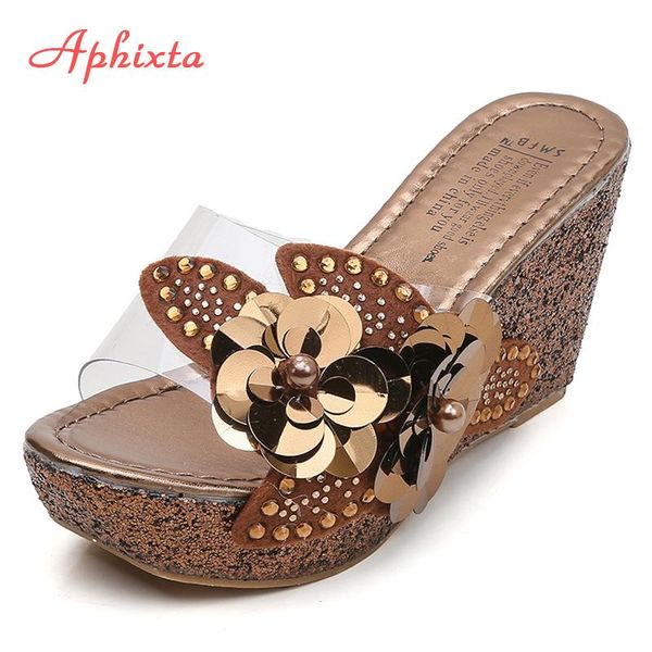 slippers aphixta platform heels slides sequined wedge high ladies shoe wedges butterfly-knot summer shoes woman, Black
slippers aphixta platform heels slides sequined wedge high ladies shoe wedges butterfly-knot summer shoes woman, Black