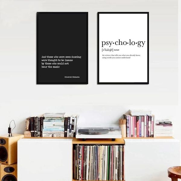 

paintings black and whrite quote prints motivation poster wall decor psycholog definition art canvas painting college home decoration