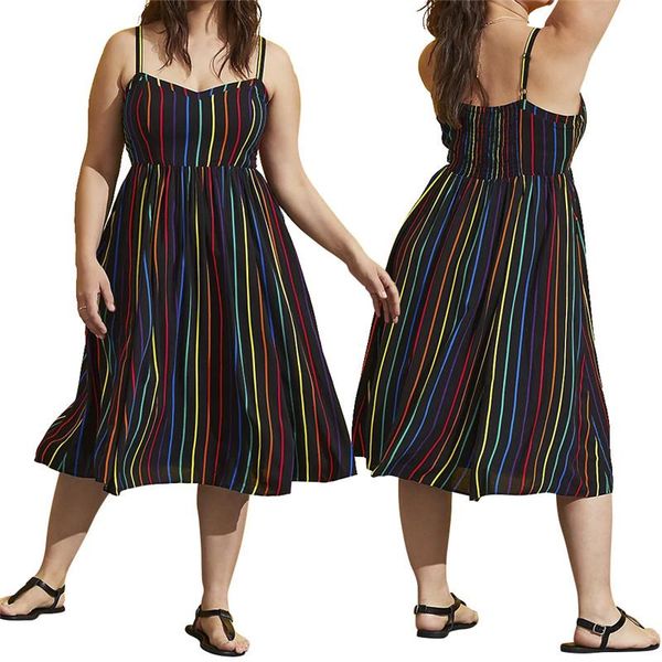 casual dresses simple striped print midi dress strap high street women fashion streetwear summer outfits, Black;gray
casual dresses simple striped print midi dress strap high street women fashion streetwear summer outfits, Black;gray
