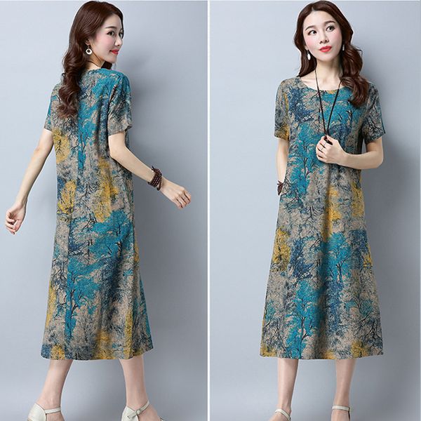 2021 new vintage loose women short sleeve cotton linen print midi summer plus size chinese style vestidos nqn5, Black;gray
2021 new vintage loose women short sleeve cotton linen print midi summer plus size chinese style vestidos nqn5, Black;gray