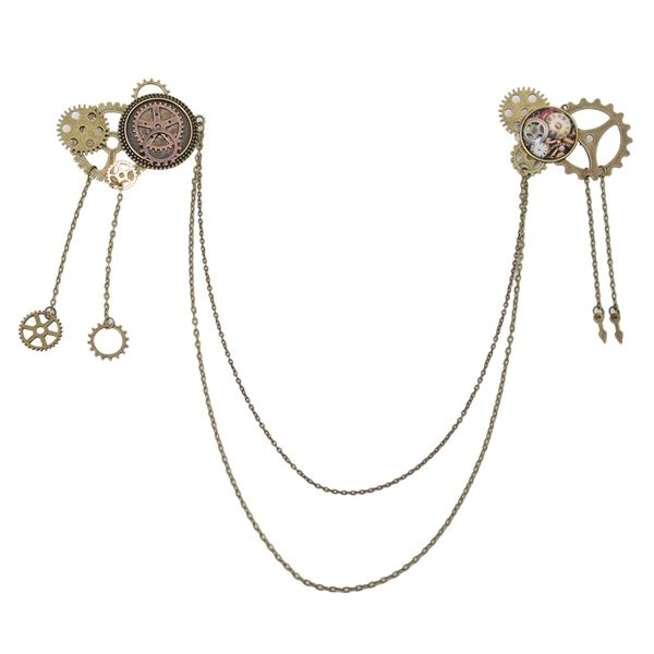 brooches vintage bronze women men steampunk gear clock chain breast-pins, Gray
brooches vintage bronze women men steampunk gear clock chain breast-pins, Gray
