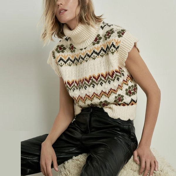 2021 new ruffles short sleeve turtleneck sweater vest women vintage apricot knitted jacquard spring/autumn tank jumper w6zd, White;black
2021 new ruffles short sleeve turtleneck sweater vest women vintage apricot knitted jacquard spring/autumn tank jumper w6zd, White;black