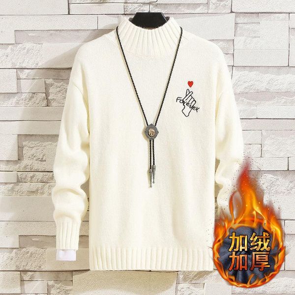 men's sweaters turtleneck sweater korean version, 2021 velvet knitted coat winter trend warm, White;black
men's sweaters turtleneck sweater korean version, 2021 velvet knitted coat winter trend warm, White;black