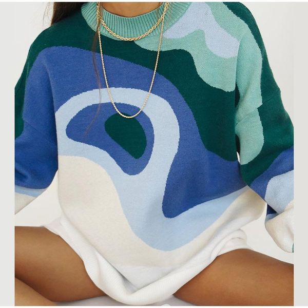 women's sweaters soft knitted women pullover long o neck jumpers oversized autumn winter printed loose warm outerwear, White;black
women's sweaters soft knitted women pullover long o neck jumpers oversized autumn winter printed loose warm outerwear, White;black