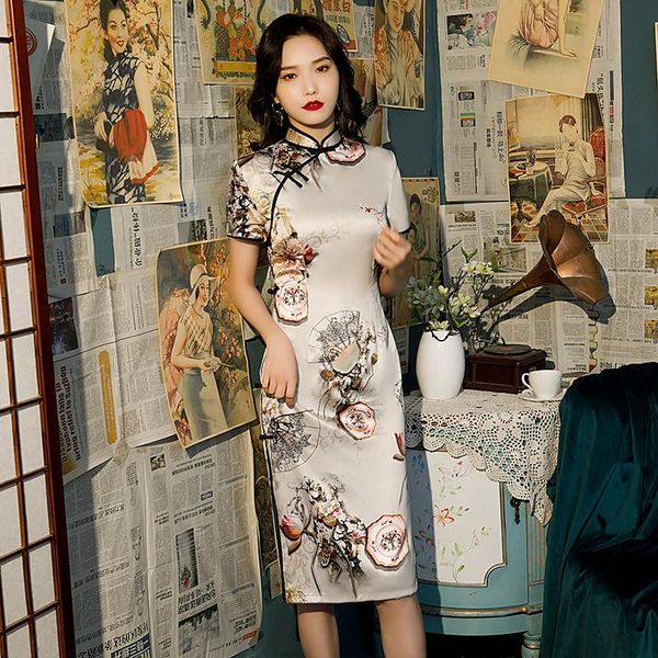 ethnic clothing chinese traditional dress cheongsam qipao women girls party wedding fashion vintage retro floral print satin short sleeve, Red
ethnic clothing chinese traditional dress cheongsam qipao women girls party wedding fashion vintage retro floral print satin short sleeve, Red