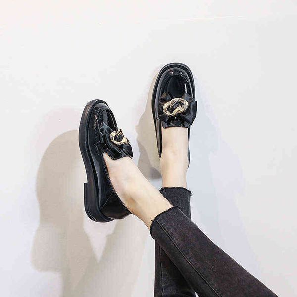 dress shoes women designer british small leather shoes college style flat sandals sweet metal bow platform loafers 220310, Black
dress shoes women designer british small leather shoes college style flat sandals sweet metal bow platform loafers 220310, Black