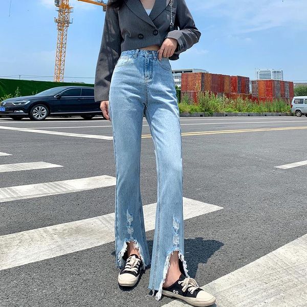 women's jeans fashion ripped streetwear high waist woman girls wide leg pants trousers female split jean denim mom, Blue
women's jeans fashion ripped streetwear high waist woman girls wide leg pants trousers female split jean denim mom, Blue