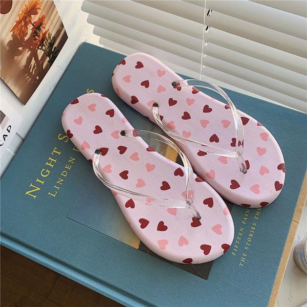 slippers 2021 ladies summer fashion heart-shaped print cute flip flops flat light non-slip beach shoes can be worn outside., Black 
slippers 2021 ladies summer fashion heart-shaped print cute flip flops flat light non-slip beach shoes can be worn outside., Black